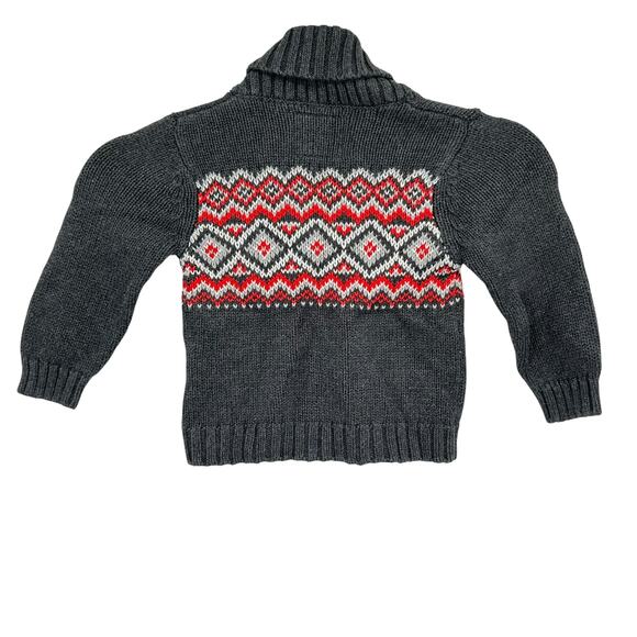 OshKosh Boys Cardigan 18M Sweater Gray Fair Isle Winter Cottagecore Preppy - Picture 4 of 6